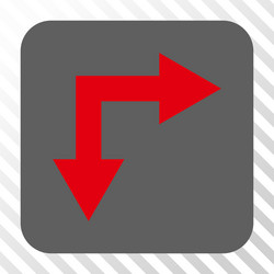 bifurcation arrow right down rounded square button vector image