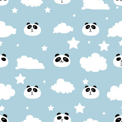 Cute panda seamless pattern background vector