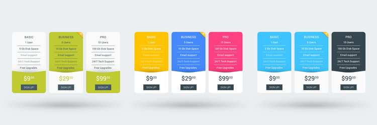 pricing table design template for websites vector image