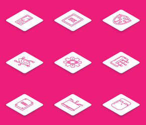set line music player tablet with text 5k cyber vector image