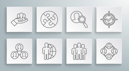 set line project team base piece of puzzle globe vector image