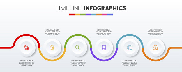 infographics design template and icons with 6 vector image