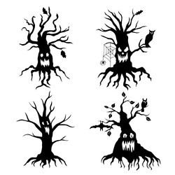 scary tree silhouettes set vector