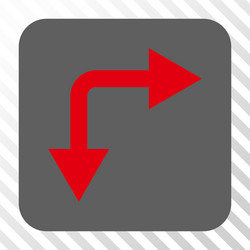 bifurcation arrow right down rounded square button vector image