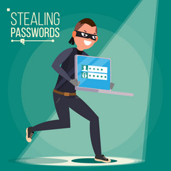thief character hacker stealing sensitive vector image