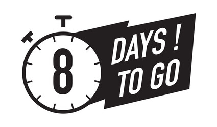 8 days to go timer symbol black color vector image