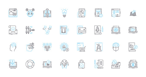 digital optimization linear icons set algorithm vector image