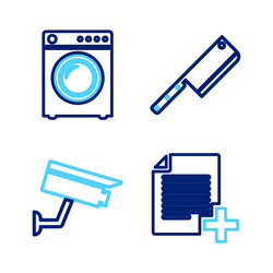 set line add new file security camera meat vector image
