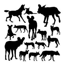African Wild Dog Silhouettes Vector Image