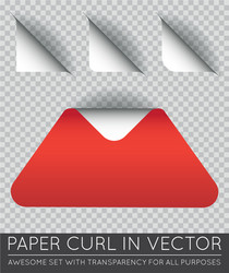 triangle with paper curl shadow isolated set vector image