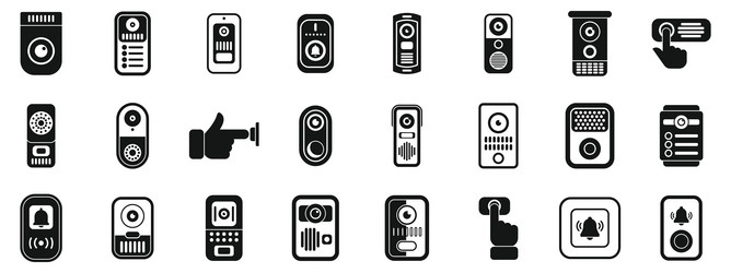 door bell icons set simple home button vector