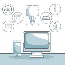 scene silhouette color sections shading of tech vector image