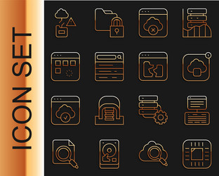 set line processor with cpu server data web vector image
