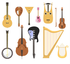 set of stringed musical instruments classical vector image