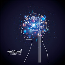 Artificial intelligence poster with human head Vector Image