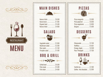 Modern restaurant menu design template layout Vector Image