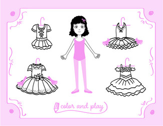 dress up paper doll in cartoon style vector