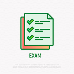 exam thin line icon list with checkmark vector image