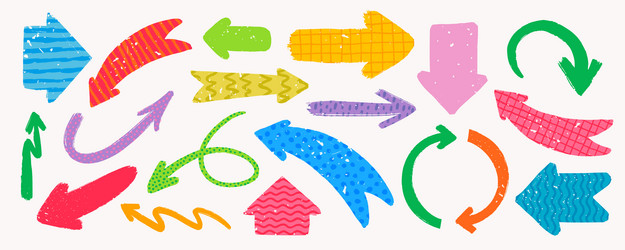 hand drawn arrows with various patterns vector image