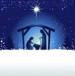 Nativity Scene Silhouette Vector Image