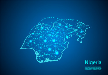 nigeria map with nodes linked by lines concept vector image