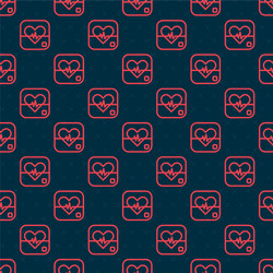 red line heart rate icon isolated seamless pattern vector image