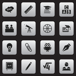 set of 16 editable education icons includes vector image