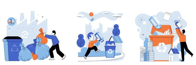 waste disposal it involves separating different vector image