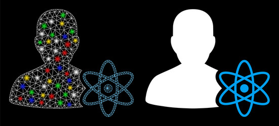 glossy mesh network physicist science icon vector image