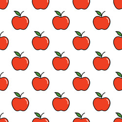pattern with thin line red apples vector image