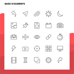 set basic ui elements line icon 25 icons vector image