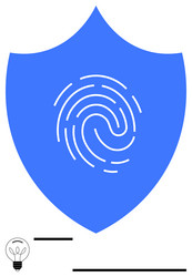 blue shield with fingerprint representing data vector image