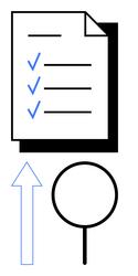 checklist with checkmarks search icon and upward vector image