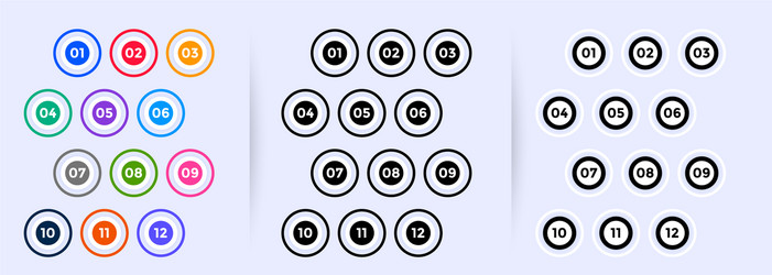 Circular Number Bullet Points 1-12 vector image
