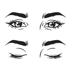 Isolated Female Eye Set - White & Black Vector Image