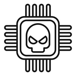 processor malware icon outline virus error vector image