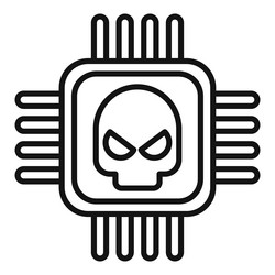 processor malware icon outline virus error vector