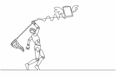 single continuous line drawing robot try vector image