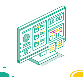 isometric pc computer monoblock with media player vector image