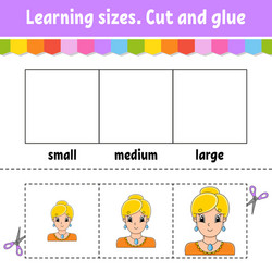 learning sizes cut and glue easy level color vector image