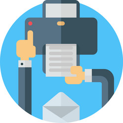 printing a document pressing button on printer vector image
