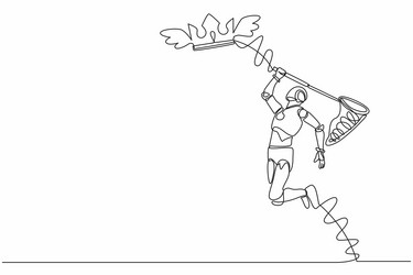 single continuous line drawing robot try vector image