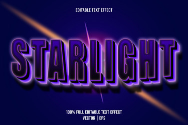 starlight editable text effect 3 dimension emboss vector image