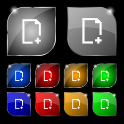 add file icon sign set of ten colorful buttons vector image