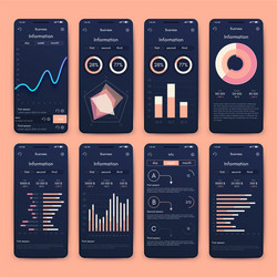 different ui ux gui screens and flat web icons vector image