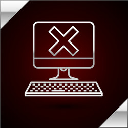 silver line computer with keyboard and x mark icon vector image