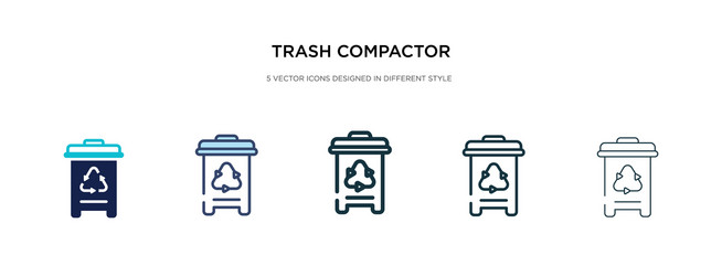 trash compactor icon in different style two vector image
