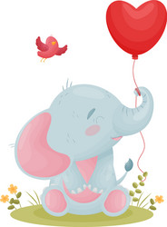 cute baby elephant holds trunk a red Vector Image