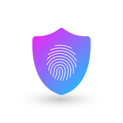 fingerprint inside shield biometric safe scan vector image