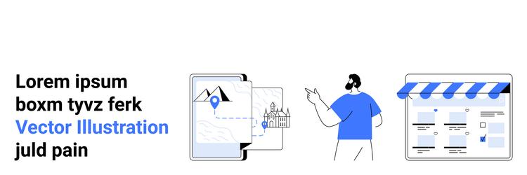 man presenting digital content with mobile map vector image